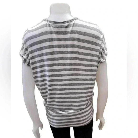 Michael Kors Grey & White Striped Tee Shirt Size Small - Picture 2 of 8